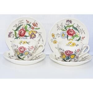 Copeland Spode Gainsborough Marlborough Tea Cup and Saucer Plates - 6pc set